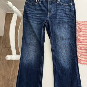 J. Crew woman’s  Mid-Rise Flare Crop Jeans 27p- Dark Blue